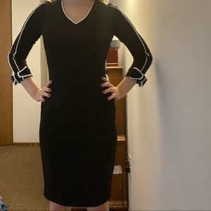 Calvin Klein black cocktail dress with white bows